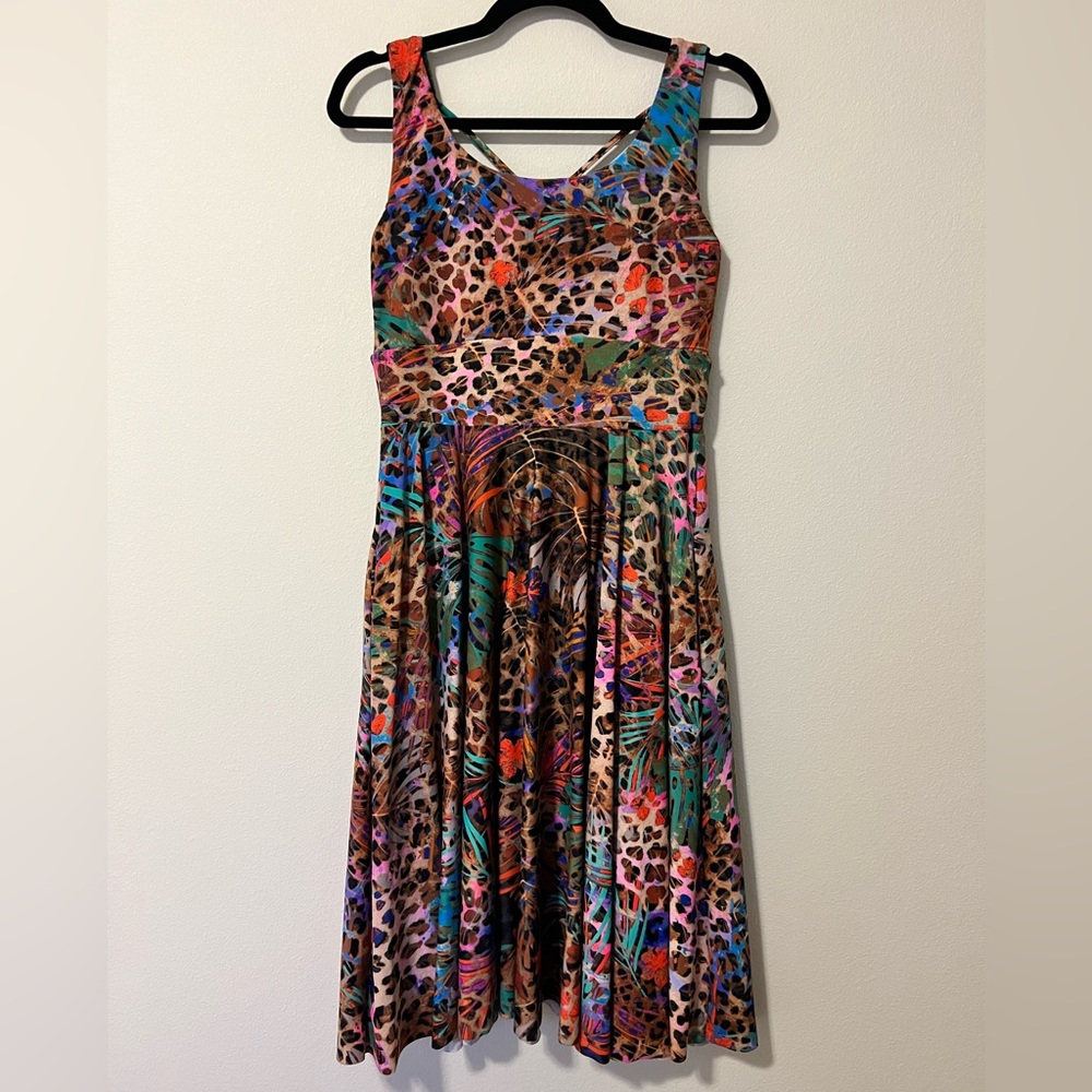 Exotica Athletica Animal Print Scoop NeckMidi Dress with Pockets - Picture 2 of 3